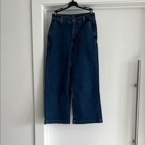 J Crew Dark Blue Wide-Leg Crop Jeans